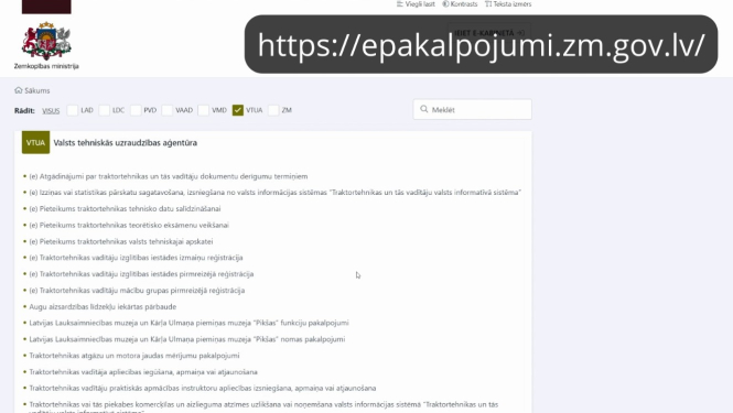 Vienotās zemkopības nozares e-pakalpojumu vietnes lapas kopija - https://epakalpojumi.zm.gov.lv