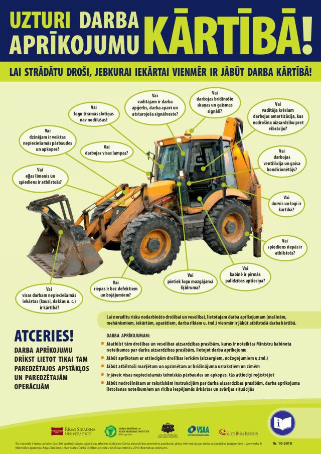 Plakāts "Uzturi darba aprīkojumu kārtībā! Traktors" (A3, 1 lpp.)