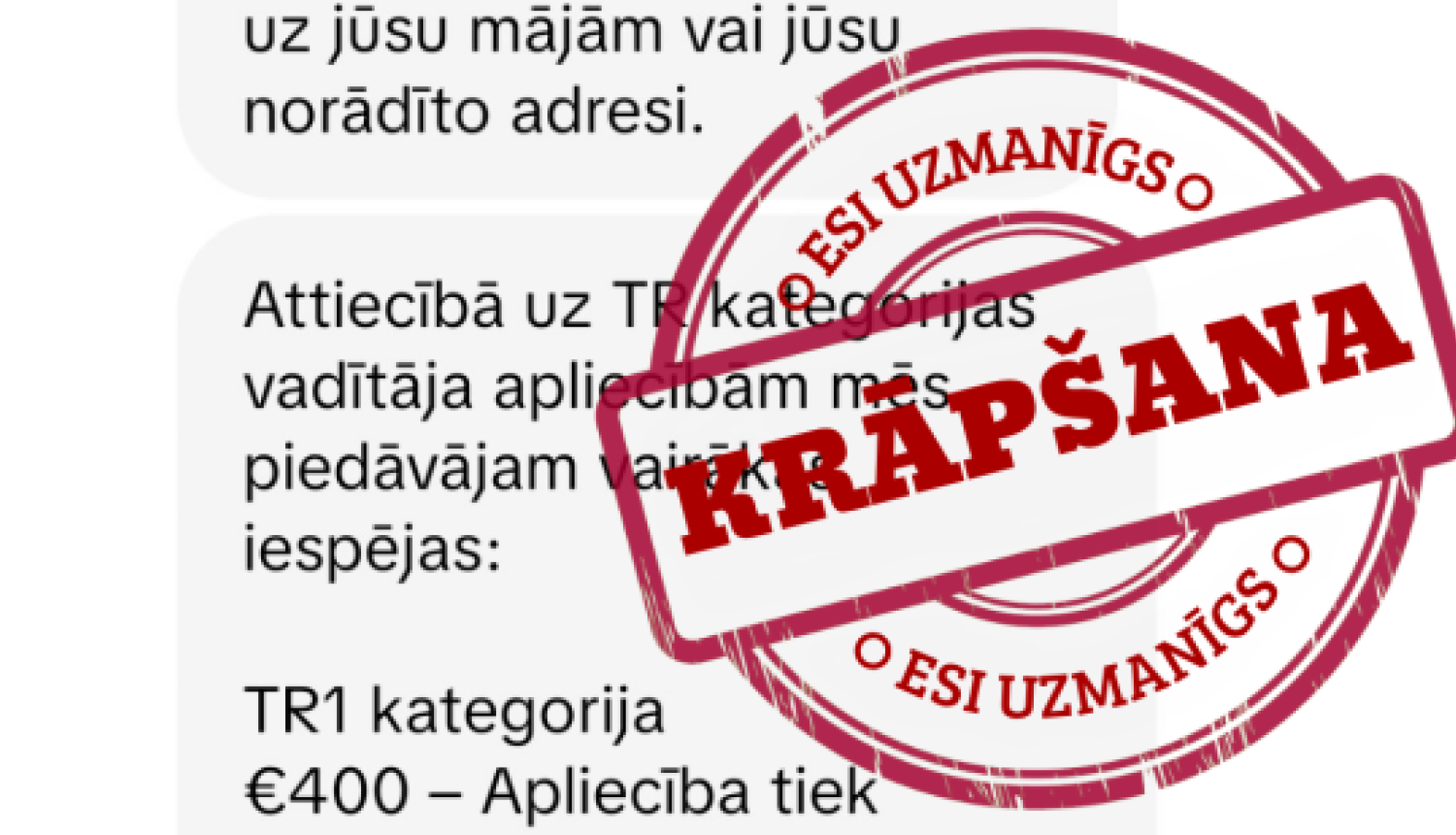 Sarkans zīmogs par krāpšanu uz sarakstes sociālajos medijos